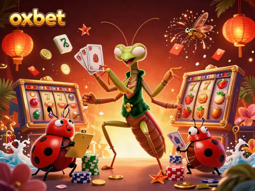 Experience the thrilling excitement at OXBET casino with dynamic gameplay in a vibrant 3D illustration.