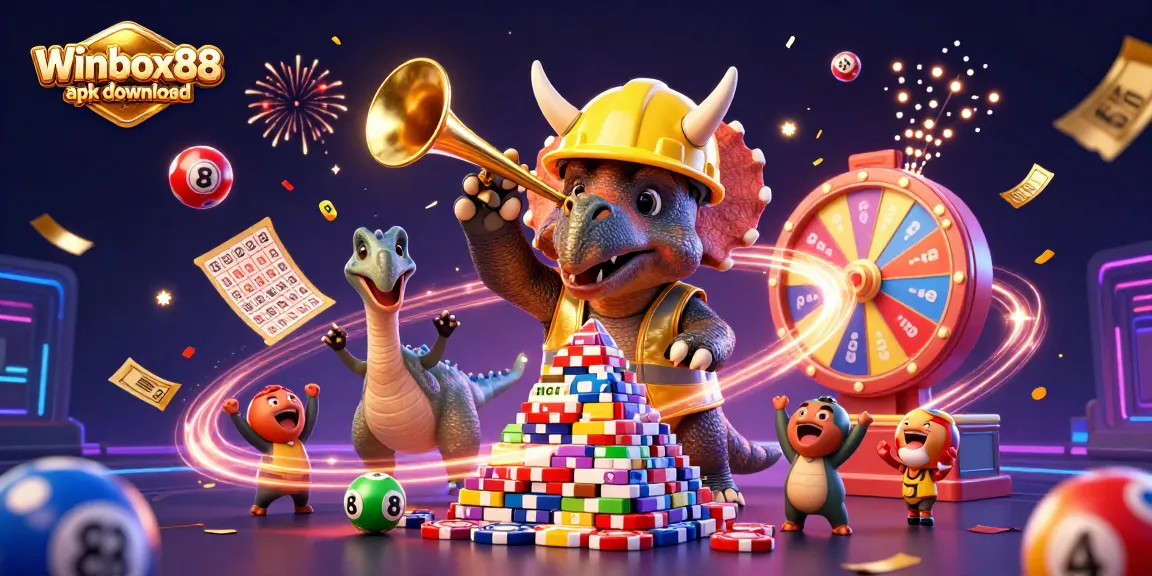 Winbox88 apk download for Android and iOS in exciting gaming illustration featuring vibrant elements.